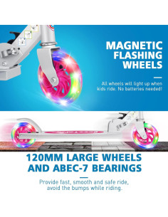 Patinete Plegable BELEEV V1 para Niños Rosa 3 Alturas Ajustables 2