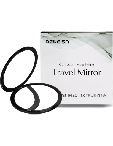 Espejo Cosmético Compacto Deweisn 10x Aumento Negro 10.16 cm
