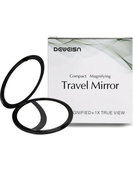 Espejo Cosmético Compacto Deweisn 10x Aumento Negro 10.16 cm