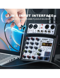 Mezclador de Audio BOMGE 04D Bluetooth 4 Canales USB 48V 2
