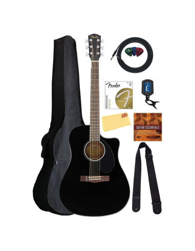 Guitarra Acústica-Eléctrica Fender CD-60SCE Negra con Accesorios