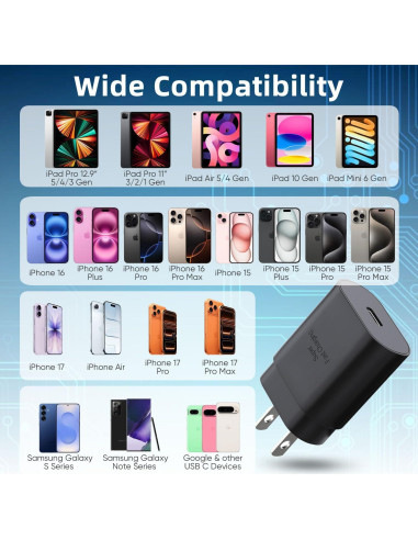 Cargador USB Tipo C 30W Eaxxfly para iPhone y Samsung