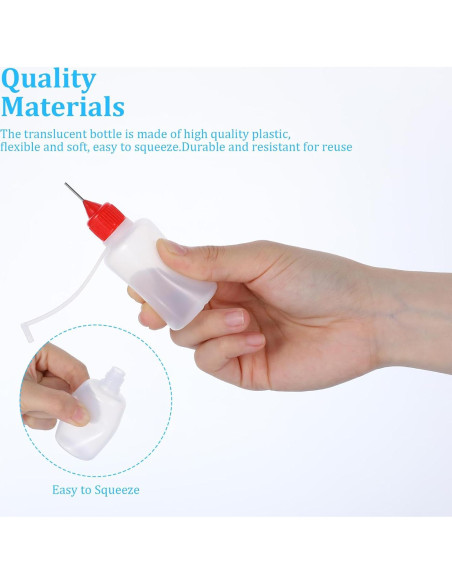 12 Botellas de Squeeze Quilax 30ml con Punta de Aguja y Embudos