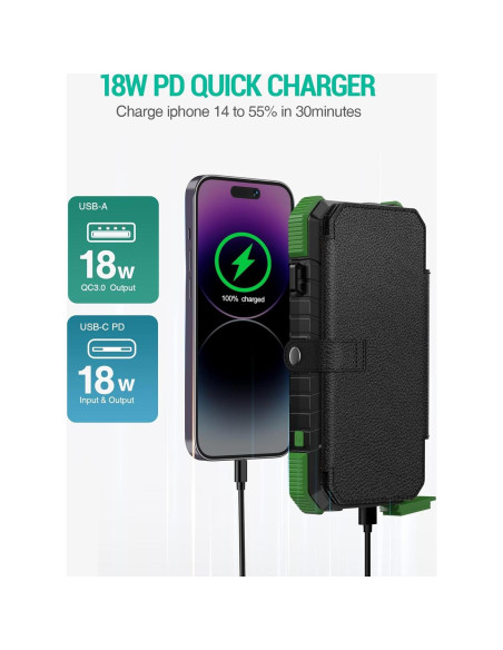 Cargador Solar Portátil BLAVOR 20000mAh 4 Paneles Plegables