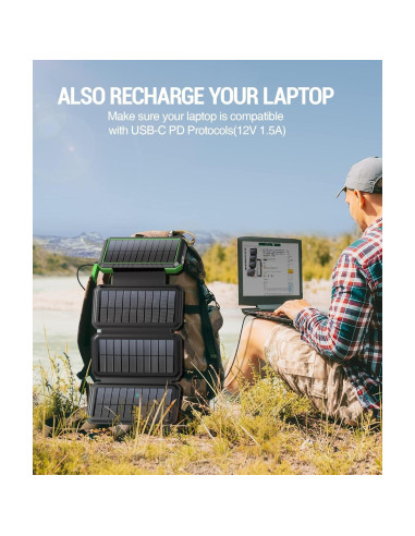 Cargador Solar Portátil BLAVOR 20000mAh 4 Paneles Plegables