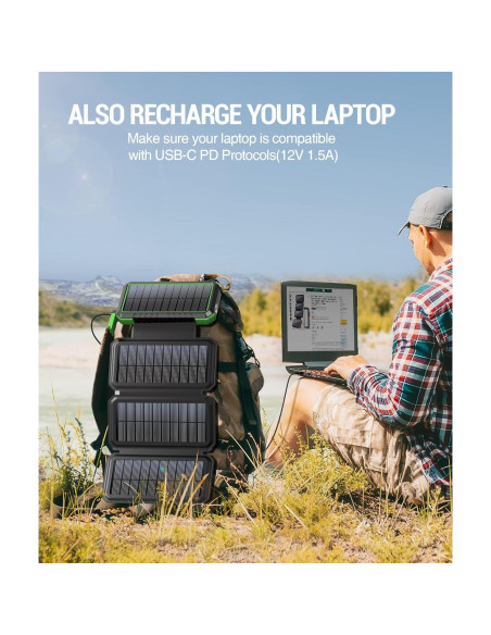 Cargador Solar Portátil BLAVOR 20000mAh 4 Paneles Plegables