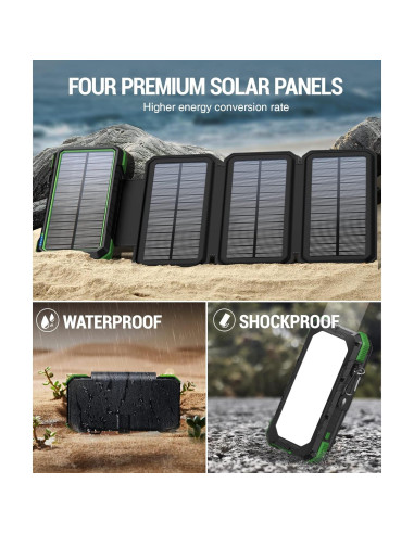 Cargador Solar Portátil BLAVOR 20000mAh 4 Paneles Plegables