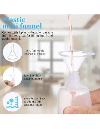 12 Botellas de Squeeze Quilax 30ml con Punta de Aguja y Embudos