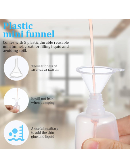 12 Botellas de Squeeze Quilax 30ml con Punta de Aguja y Embudos