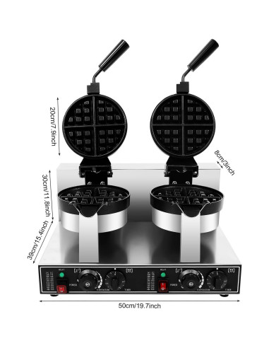 Máquina de Waffles Doble Cabeza SZ-RW-2 2400W Acero Inoxidable