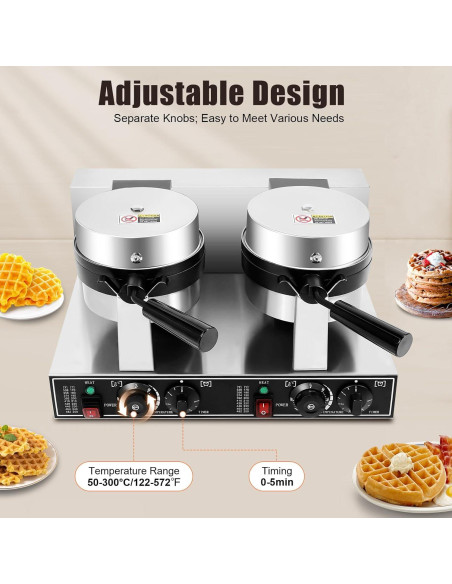 Máquina de Waffles Doble Cabeza SZ-RW-2 2400W Acero Inoxidable