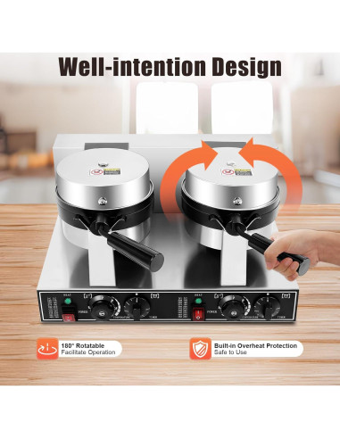 Máquina de Waffles Doble Cabeza SZ-RW-2 2400W Acero Inoxidable