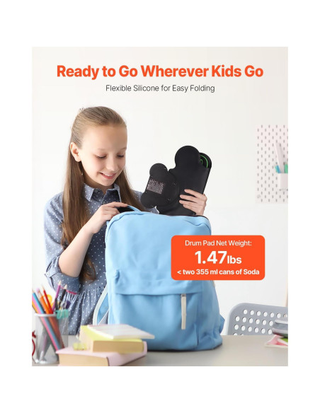 Juego de Batería Eléctrica VEVOR 9 Pads Multicolores para Niños