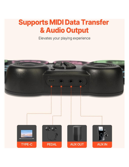 Juego de Batería Eléctrica VEVOR 9 Pads Multicolores para Niños