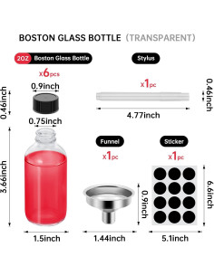 12 Botellas de Vidrio 60ml REUJIHXY con Tapas y Embudos 2