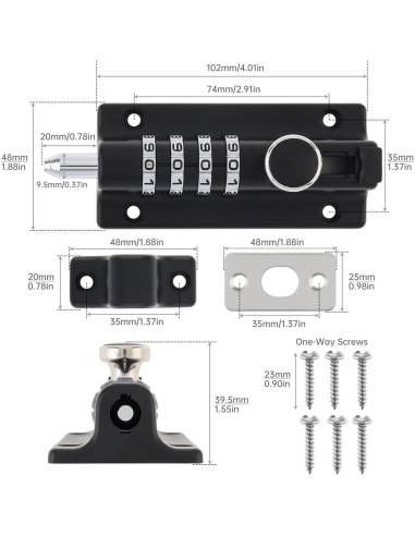 Cerrojo de Combinación HOJLKLD 4 Dígitos Zinc Negro