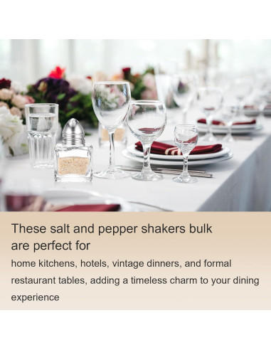 4 Mini Saleros y Pimenteros de Vidrio con Embudo Acero Inoxidable