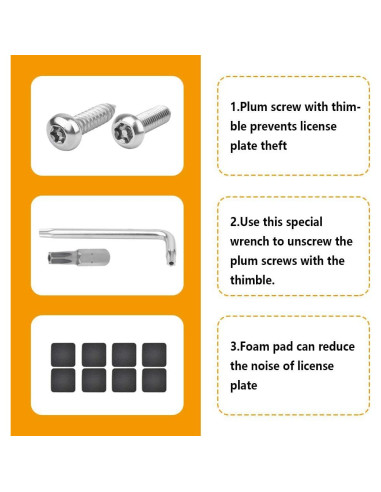 Kit Tornillos Antirrobo M6 YGDMD para Placas de Licencia