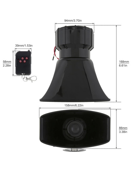 Sirena de Automóvil ePathChina 7 Tonos 100W Control Remoto