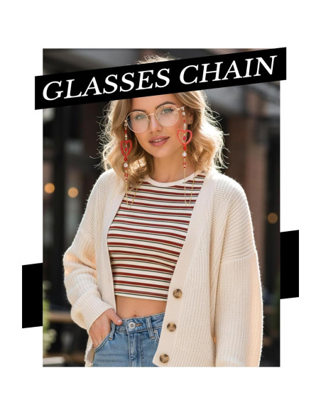 Cadena de Gafas con Perlas Fresa - Soporte Elegante para Mujeres
