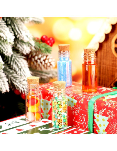 Bokon 25 Mini Botellas de Plástico con Corcho 5.79 cm