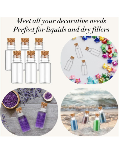 Bokon 25 Mini Botellas de Plástico con Corcho 5.79 cm