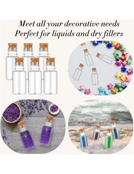 Bokon 25 Mini Botellas de Plástico con Corcho 5.79 cm