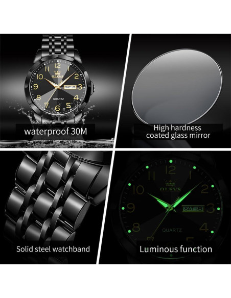 Reloj de Hombre OLEVS Analógico Acero Inoxidable Plata 41mm