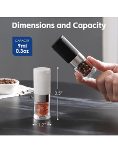 Juego de Molinillos de Sal y Pimienta Mini vzaahu Negro y Blanco 2