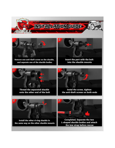 Grilletes D AMBULL 3/4" con Pasador 7/8" 18,144 kg Negro