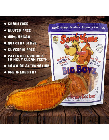 Golosinas para Perros Sam's Yams Big Boyz 425g - Batata Natural