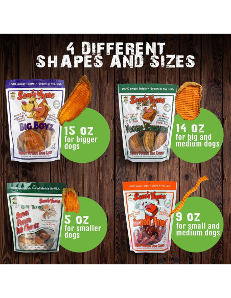Golosinas para Perros Sam's Yams Big Boyz 425g - Batata Natural
