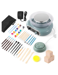 Kit de Rueda de Alfarería Eléctrica OMISTAR 22cm con 24 Herramientas