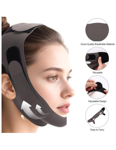 Mascarilla Elevadora V Sinbana, Reutilizable y Ajustable, Negro