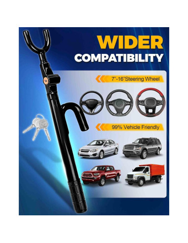 Cerradura Antirrobo para Volante Tevlaphee - Ajustable 17.78-40.64 cm