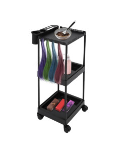 Carro de salón rodante SNWJIAYIN de 3 niveles negro