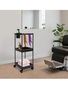 Carro de salón rodante SNWJIAYIN de 3 niveles negro 2