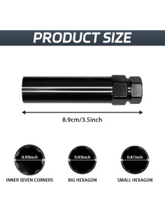 Llave de Bloqueo de Rueda KUQUTIDY 6 Spline 19mm y 21mm 2