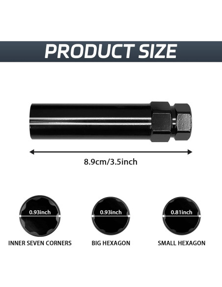 Llave de Bloqueo de Rueda KUQUTIDY 6 Spline 19mm y 21mm