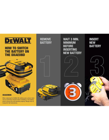 Mantenedor de Batería DeWalt DXAEOBDK 1A Kit 3 Piezas 20V