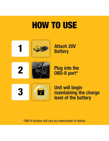 Mantenedor de Batería DeWalt DXAEOBDK 1A Kit 3 Piezas 20V