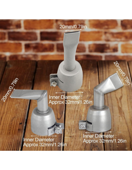 3 Boquillas de Acero Inoxidable para Pistola de Calor 32mm