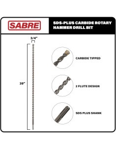 Broca de martillo rotativo SDS Plus 19 mm x 99 cm Sabre Tools 2