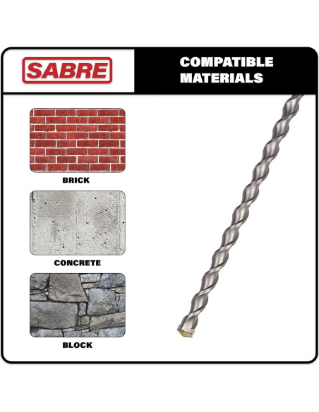Broca de martillo rotativo SDS Plus 19 mm x 99 cm Sabre Tools