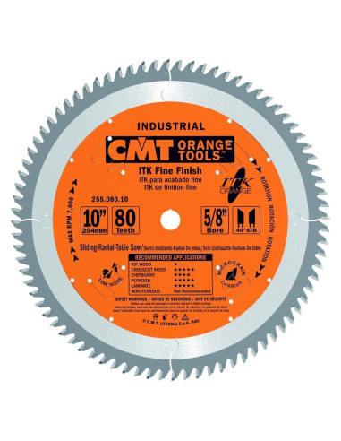 Hoja de sierra CMT 254.080.10 25.4cm 80 dientes ATB 40