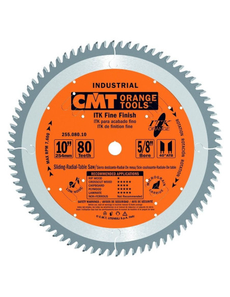 Hoja de sierra CMT 254.080.10 25.4cm 80 dientes ATB 40