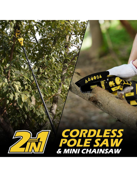 Sierra de Poste Inalámbrica TROOZY 6" y Mini Motosierra 2-en-1
