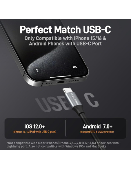 Endoscopio USB-C Teslong Doble Lente 5.03m Impermeable