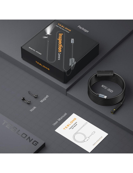 Endoscopio USB-C Teslong Doble Lente 5.03m Impermeable