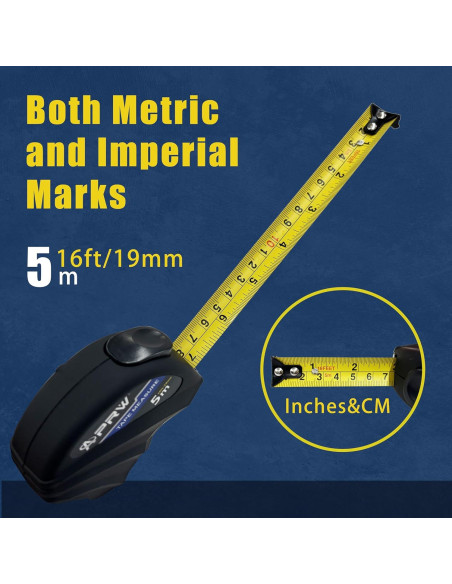 Cinta Métrica Retráctil APRW 4.88 m con Bloqueo Automático